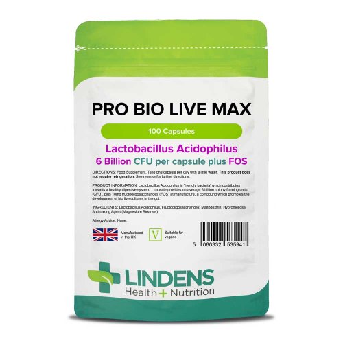 Pro Bio Live Max 6 milliárd bio élőkultúrát tartalmazó probiotikum (100 kapszula)